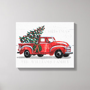 Toile Nom de famille du camion Vintage Noël