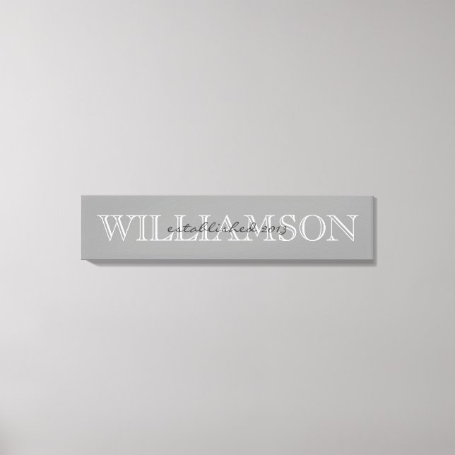 Toile Nom de famille gris signe monogramme (Recto)