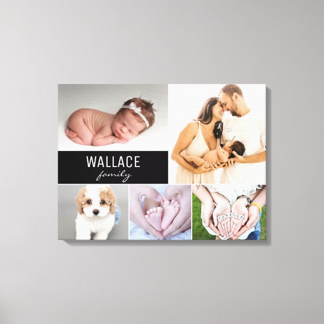Toile Nom de famille personnalisé Photo Collage Canvas I (Recto)