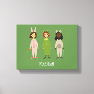 Toile Nom de la chambre de la fille en pyjama