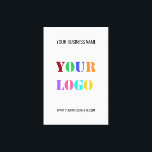 Toile Nom du logo de l'entreprise personnalisée Site Web<br><div class="desc">Couleurs et polices personnalisées - Votre logo Nom Site Web Promotionnel Couleurs personnalisées / Texte - Cadeau professionnel moderne ou personnel - Ajouter votre logo - Image - Photo / Nom - Entreprise / Site Web ou E-mail ou téléphone - Coordonnées - Redimensionner et déplacer ou supprimer / Ajouter des...</div>