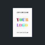 Toile Nom du logo de l'entreprise personnalisée Site Web<br><div class="desc">Couleurs et polices personnalisées - Votre logo Nom Site Web Promotionnel Couleurs personnalisées / Texte - Cadeau professionnel moderne ou personnel - Ajouter votre logo - Image - Photo / Nom - Entreprise / Site Web ou E-mail ou téléphone - Coordonnées - Redimensionner et déplacer ou supprimer / Ajouter des...</div>