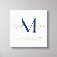 Nom du monogramme Initiales Mariage Or bleu Date C
