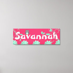 Toile Nom personnalisé Filles Enveloppé Canvas Hot Rose