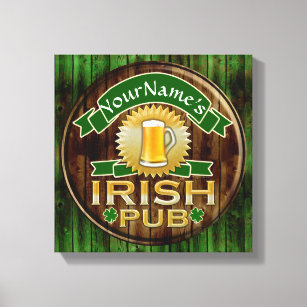 Toile Nom personnalisé Irish Pub Signer la Saint Patrick