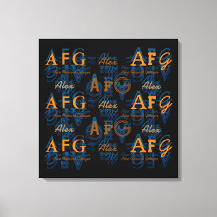 Toile nommé . monogramme . typographie motif des noms
