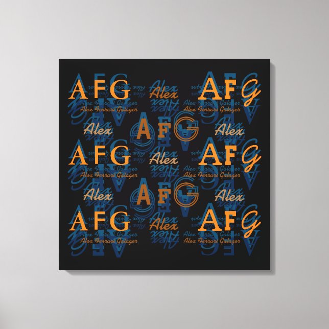 Toile nommé . monogramme . typographie motif des noms (Recto)
