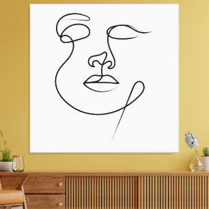 Toile Non-dit – Art abstrait minimaliste du visage en un
