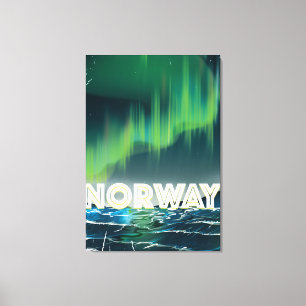 Toile Norvège Aurora Northern Lights Affiche de voyage
