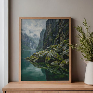 Toile Norvège Geirangerfjord Art de l'eau moussue