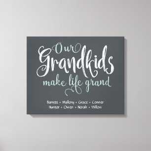 Toile "Nos petits-enfants font la vie grand" Personnalis