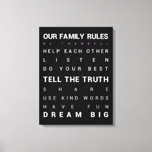 Toile Nos règles de famille - 18" x 24"
