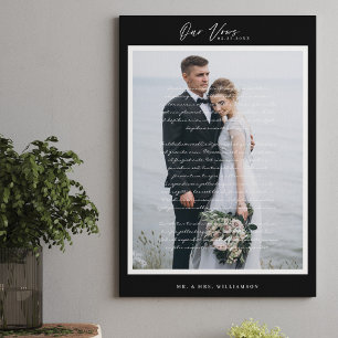 Toile Nos Vows Mariage Script et cadre noir minimal