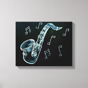Toile Notes de saxophone et de musique