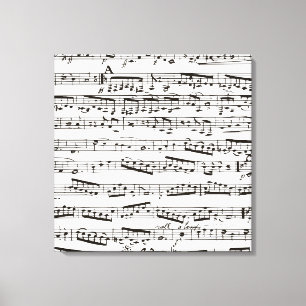 Toile Notes musicales en noir et blanc