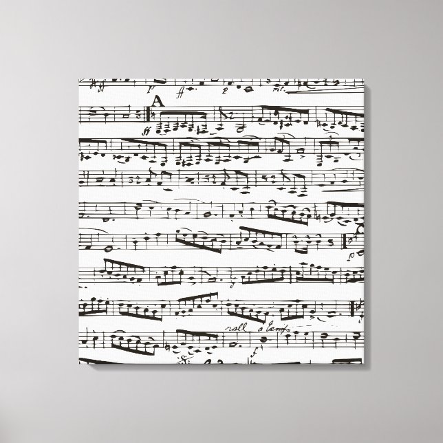 Toile Notes musicales en noir et blanc (Recto)