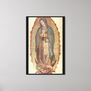 Toile NOTRE DAME OF GUADALUPE 30x45 NATUREL SUR le NOIR