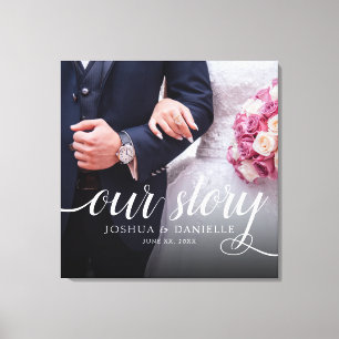 Toile Notre histoire photo mariage élégant écrit à la ma