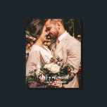 Toile Notre moment | Rustic Newlyweds Photo de mariage p<br><div class="desc">Faites de cette toile enveloppée de photo votre propre en plaçant votre photo mariage préférée du plus beau jour jamais. Cette magnifique image de toile affiche votre propre photo de mariage ou de couple, ainsi que les mots "Notre moment" dans une élégante couche de calligraphie blanche. Personnalisez avec vos noms...</div>