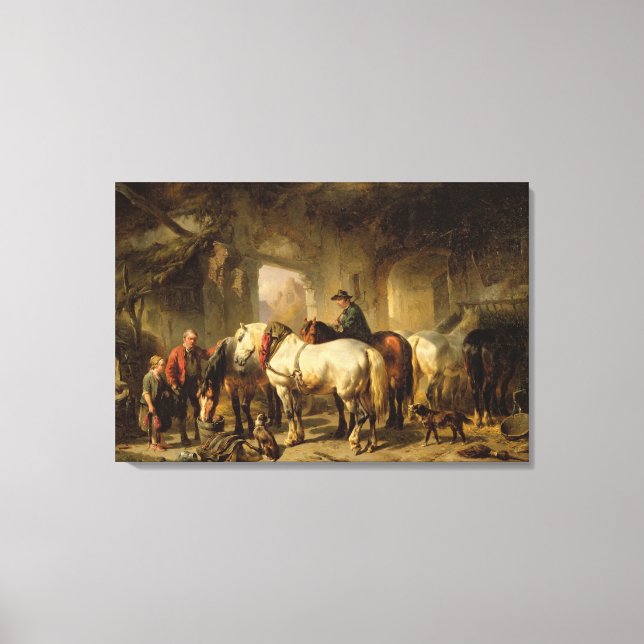 Toile Nourrir les chevaux dans la stabilité (Recto)
