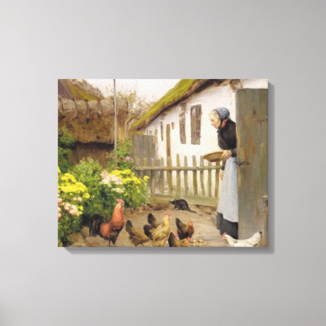 Toile Nourrir les poules (par H.A. Brendekilde) (Recto)