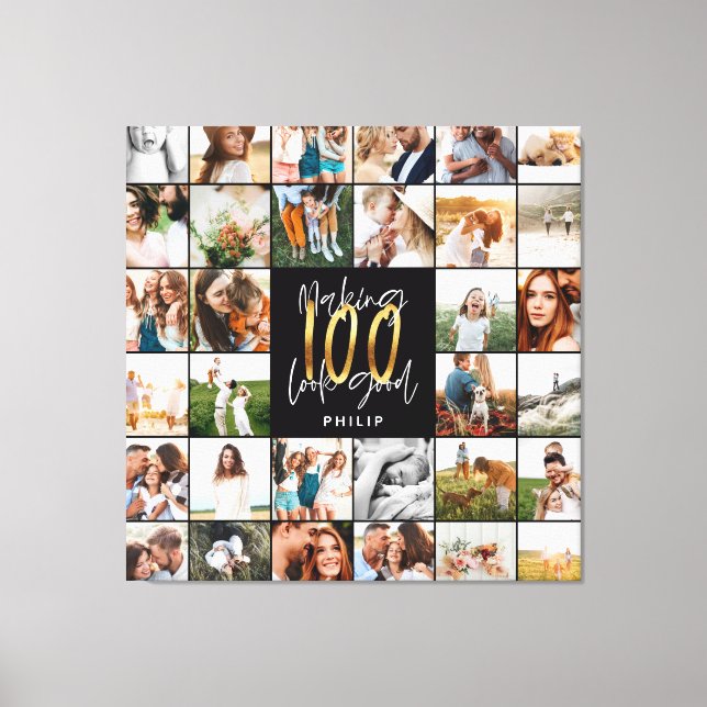 Toile Nouveau 100e anniversaire multi photo script cadea (Recto)