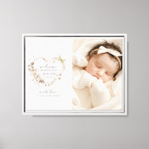 Toile Nouveau bébé Photo bienvenue Coeur