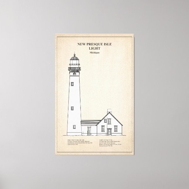 Toile Nouveau phare de Presque Isle - Michigan - SBD (Recto)