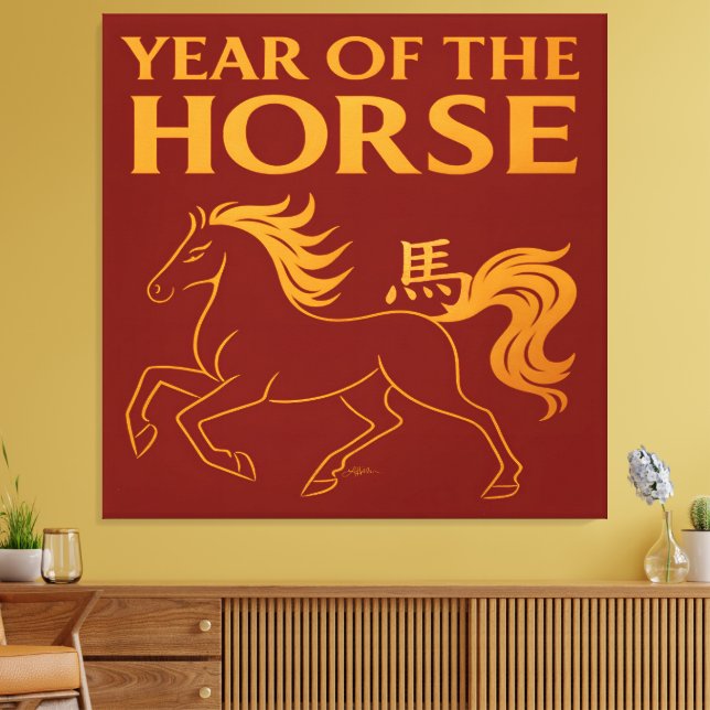 Toile Nouvel An Chinois Zodiaque 2026 Cheval (Insitu(Salon))