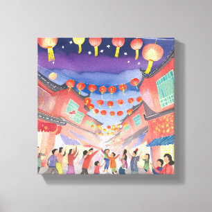 Toile Nouvel An lunaire chinois   Aquarelle de célébrati