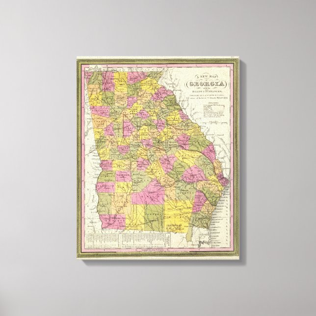 Toile Nouvelle Carte De La Géorgie (Recto)