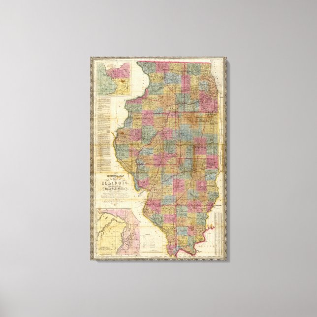 Toile Nouvelle carte de l'état de l'Illinois (Recto)