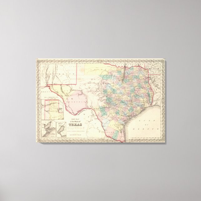 Toile Nouvelle carte de l'état du Texas (Recto)