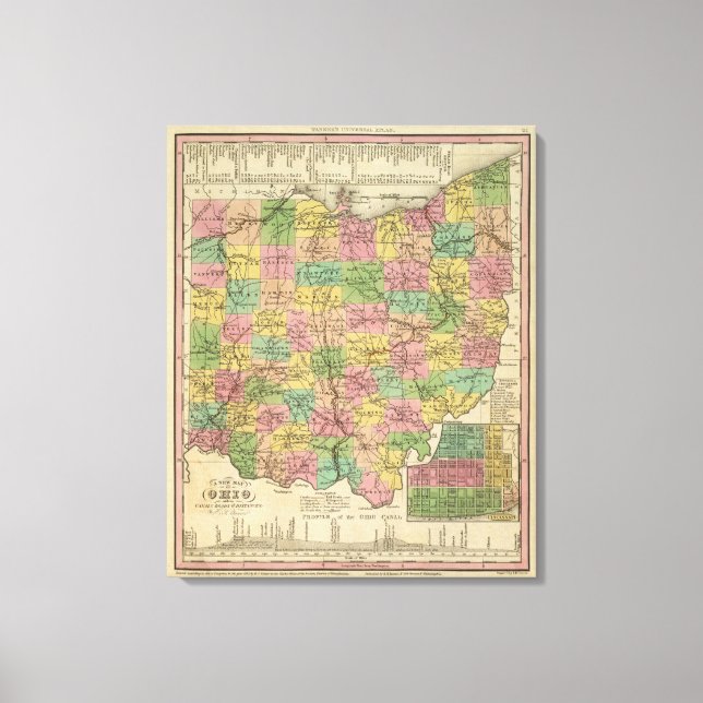 Toile Nouvelle Carte De L'Ohio (Recto)