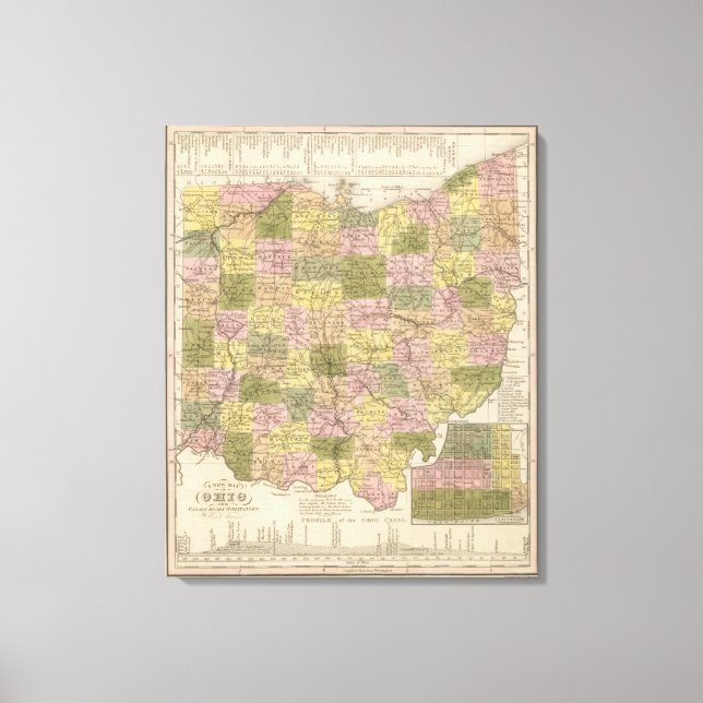 Toile Nouvelle Carte De L'Ohio (Recto)