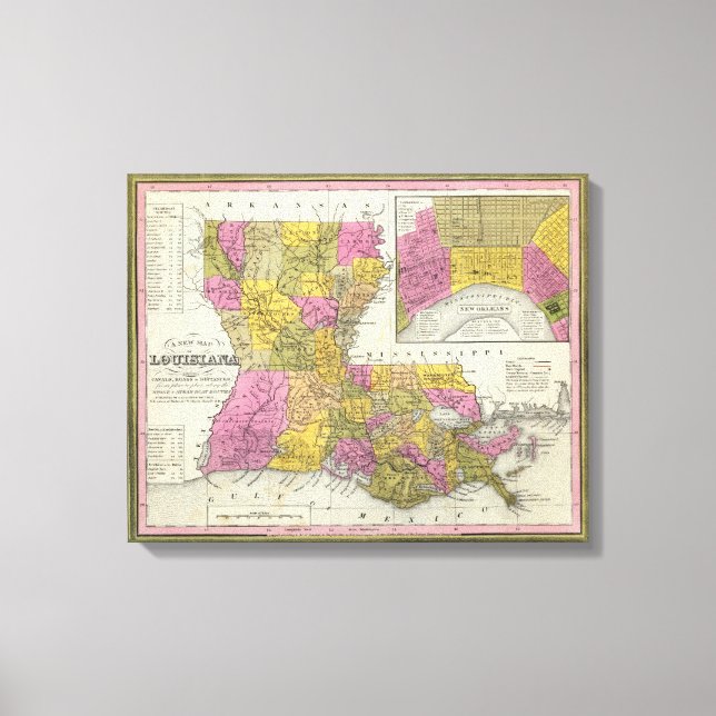 Toile Nouvelle Carte De Louisiane 2 (Recto)