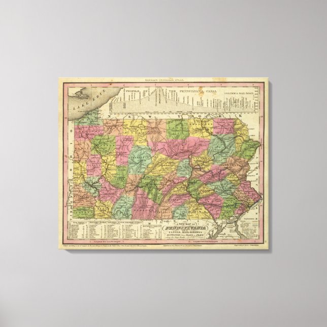 Toile Nouvelle Carte De Pennsylvanie (Recto)