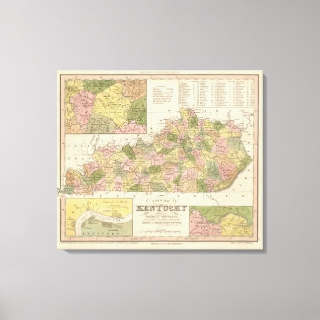 Toile Nouvelle Carte Du Kentucky 2 (Recto)