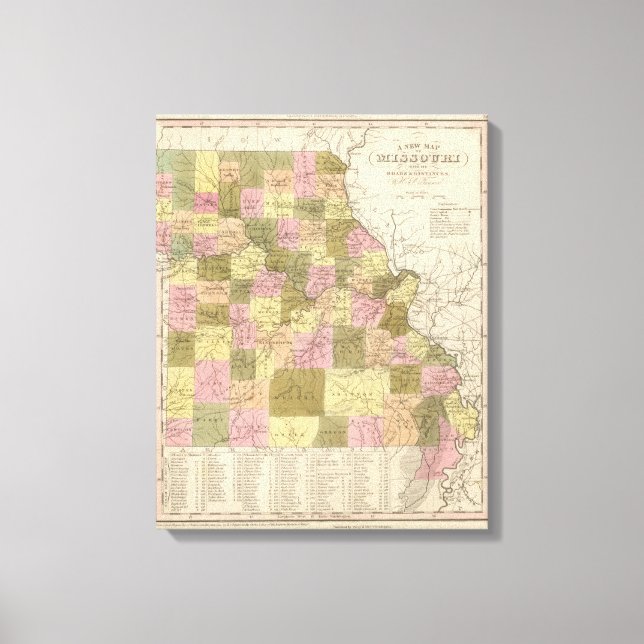 Toile Nouvelle Carte Du Missouri (Recto)