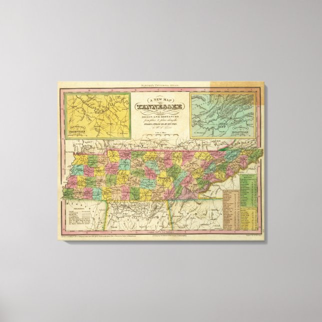Toile Nouvelle Carte Du Tennessee 2 (Recto)