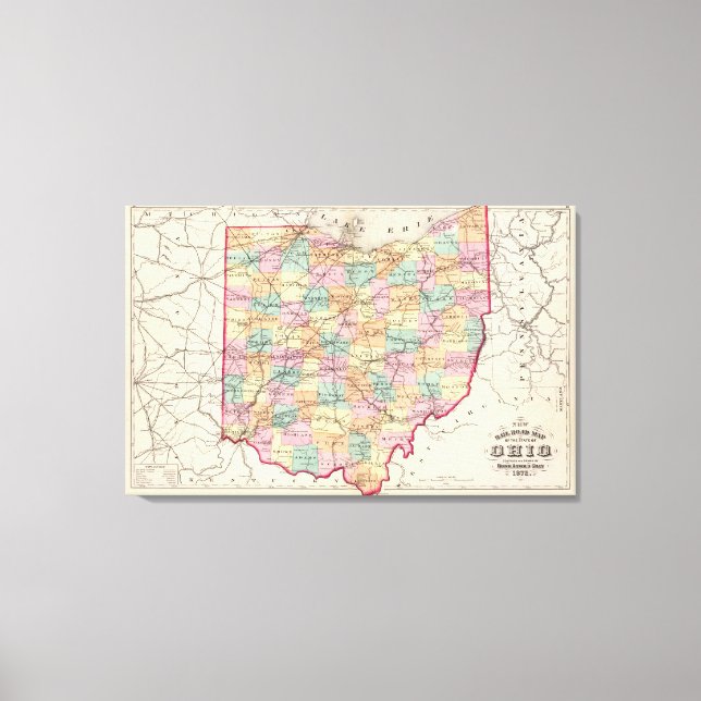 Toile Nouvelle carte ferroviaire de l'État de l'Ohio (Recto)