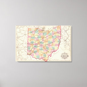 Toile Nouvelle carte ferroviaire de l'État de l'Ohio