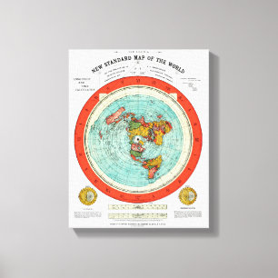 Toile Nouvelle carte standard du monde Terre plate Terre