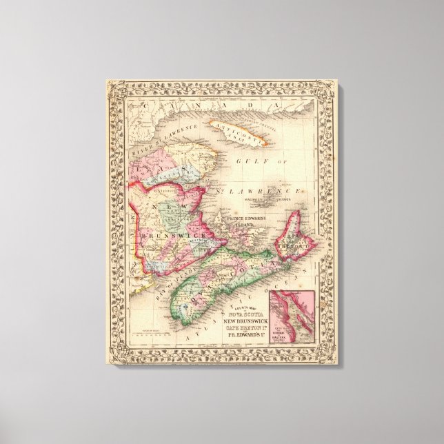 Toile Nouvelle-Écosse, Nouveau-Brunswick, Carte par Mitc (Recto)