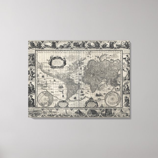 Toile Nova totius terrarum, 1606 Carte du monde antique (Recto)