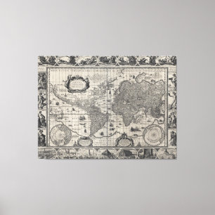 Toile Nova totius terrarum, 1606 Carte du monde antique