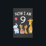 Toile Now I le 9e anniversaire du Birthday<br><div class="desc">Joyeux 9e anniversaire. Funny and lovely Kids Birthday design with a cute Elephant,  two ferrets and a girafe celebrating your birthday at the zoo.</div>