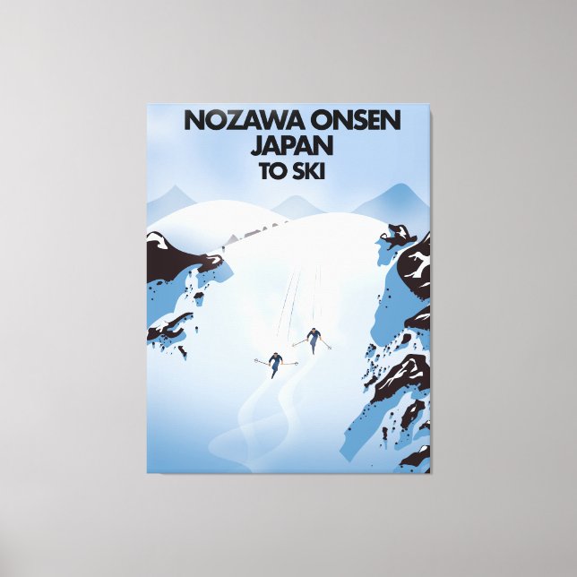Toile Nozawa Onsen Japon imprimé ski. (Recto)