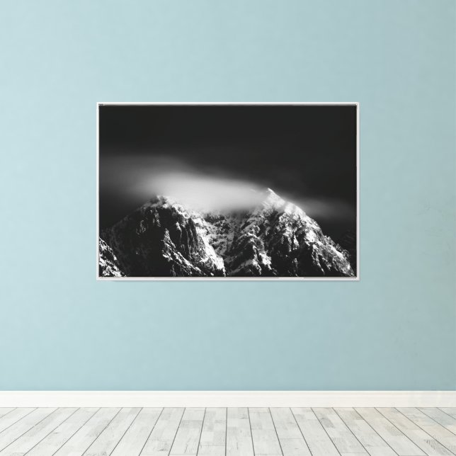 Toile Nuages en pose longue noir et blanc au-dessus d'un (Insitu (Plancher de Bois))