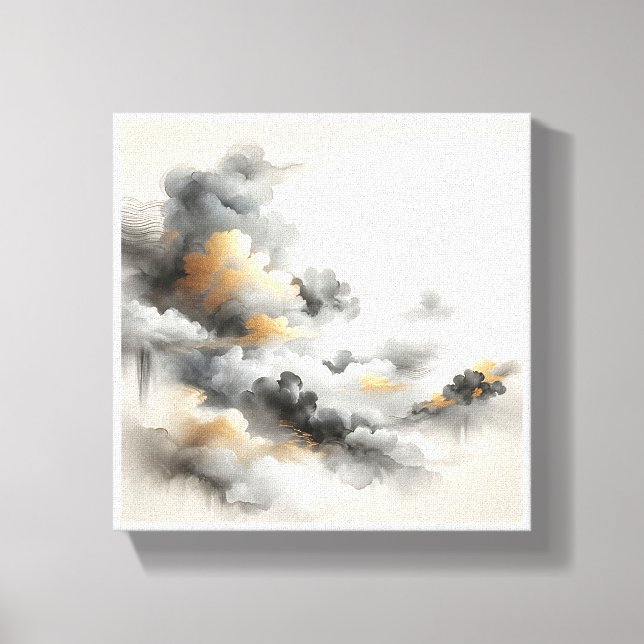 Toile Nuages lavés à l'encre de Chine classique - Gris é (Recto)